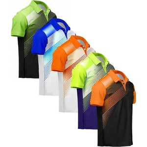 ZITY 5 Pack Mens Golf Shirt Short Sleeve UPF 50+ Print Patterns Casual Polo(Lemongreen Whiteblue Orange Blue Blackorange)