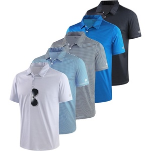 ZITY 5 Pack Mens Golf Striped Polo Shirts Short Sleeve UPF 50+ Moisture Wicking Athletic Daily Casual Collared Shirt(Set-g)