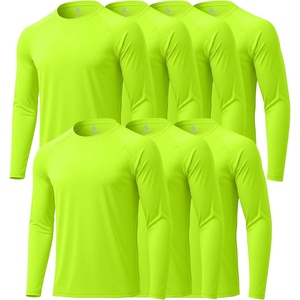ZITY 7 Pack Long Sleeve Shirts for Mens UPF 50+ Fast Dry(7pack-safetygreen/Neongreen)