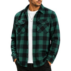 ZITY Mens Flannel Plaid Shirts Button Down Long Sleeve with Pocket(One Green)