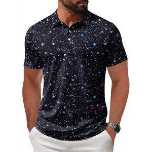ZITY Mens Golf Shirt Short Sleeve UPF 50+ Athletic Casual Collared Polo(Black Painting)