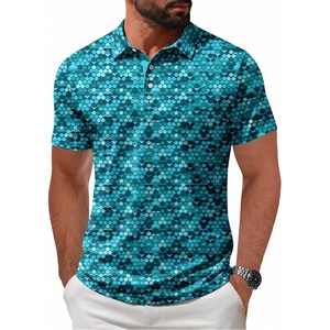 ZITY Mens Golf Shirt Short Sleeve UPF 50+ Athletic Casual Collared Polo(Cyan)