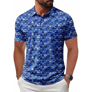 ZITY Mens Golf Shirt Short Sleeve UPF 50+ Athletic Casual Collared Polo(Deep Blue Light Grey)