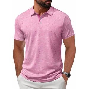 ZITY Mens Golf Shirt Short Sleeve UPF 50+ Athletic Casual Collared Polo(Pink White)
