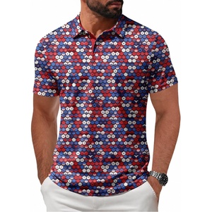ZITY Mens Golf Shirt Short Sleeve UPF 50+ Athletic Casual Collared Polo(Red White Blue)