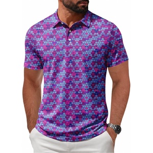 ZITY Mens Golf Shirt Short Sleeve UPF 50+ Athletic Casual Collared Polo(Rose Red Blue)