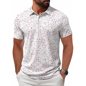 ZITY Mens Golf Shirt Short Sleeve UPF 50+ Athletic Casual Collared Polo(White Red Dots)