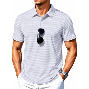 ZITY Mens Golf Shirt Short Sleeve UPF 50+ Performance Striped Polo Shirts(Grey Striped)