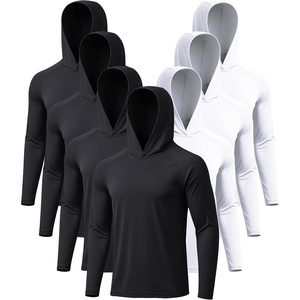ZITY Men’s Lightweight Hoodie Shirts UPF 50+ Fishing Workout Hiking Shirts(7 Pack-black*4 / White*3)