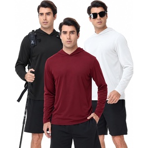 ZITY Men’s Lightweight Pullover Sweatshirt Hoodie UPF 50+ Fishing Shirts(3 Pack-white / Burgundy / Black)