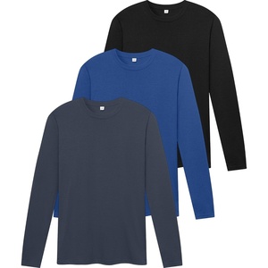 ZITY Mens Long Sleeve Shirts Comfortable Basic Cotton T-Shirts for Men(Black/Blue/Grey)