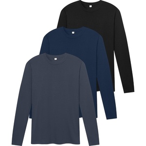 ZITY Mens Long Sleeve Shirts Comfortable Basic Cotton T-Shirts for Men(Black/Grey/Navy)