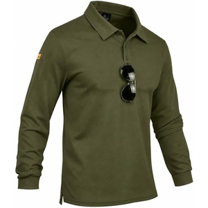 ZITY Mens Polo Shirt Long Sleeve Moisture Wicking Athletic Golf Polos(Army Green)