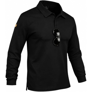 ZITY Mens Polo Shirt Long Sleeve Moisture Wicking Athletic Golf Polos(Black)