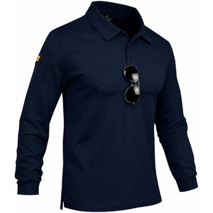 ZITY Mens Polo Shirt Long Sleeve Moisture Wicking Athletic Golf Polos(Blue)
