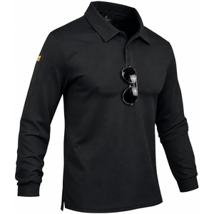 ZITY Mens Polo Shirt Long Sleeve Moisture Wicking Athletic Golf Polos(Deep Gray)