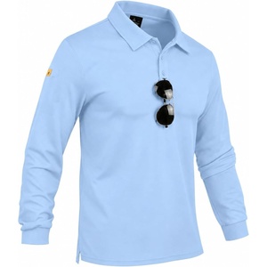 ZITY Mens Polo Shirt Long Sleeve Moisture Wicking Athletic Golf Polos(Moon Blue)