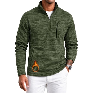 ZITY Men’s Quarter Zip Fleece Lined Pullover, Mock Neck Long Sleeve Warm Casual Sweatshirt with Pocket(Army Green)