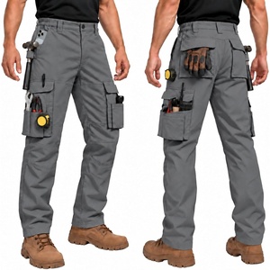ZITY Men’s Work Pants, 10-Pocket Ripstop Water-Resistant Cargo Pants(Grey)