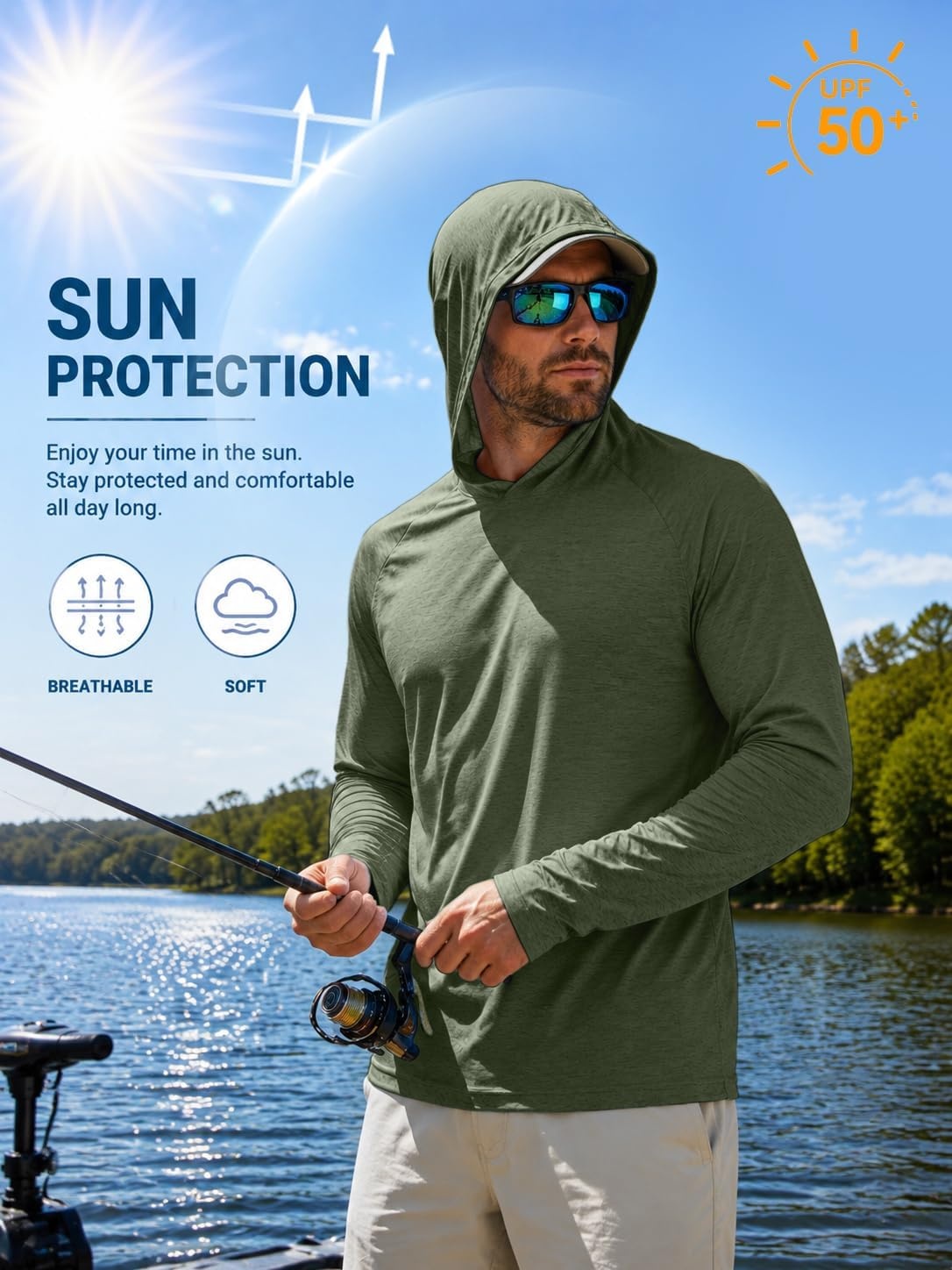 image:image57 Pack Mens Sun Hoodie Lightweight Workout Pollover Athletic Shirts5 Pack Heather Army Greenroyal Bluenavy Bluelight Grayblack