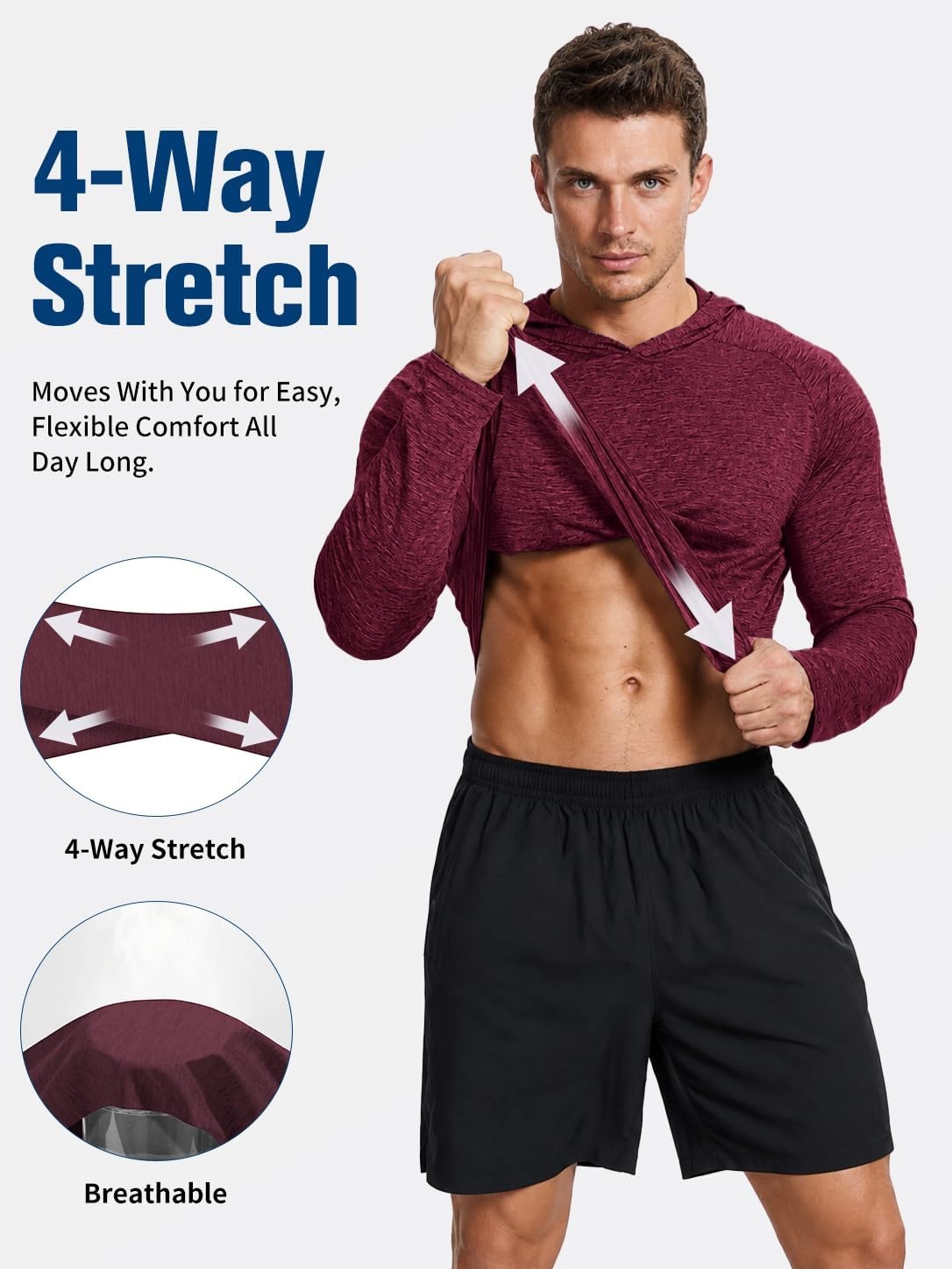 image:image57 Pack Mens Sun Hoodie Lightweight Workout Pollover Athletic Shirts5 Pack Heather Burgundyarmy Greenlight Grayblacknavy Blue