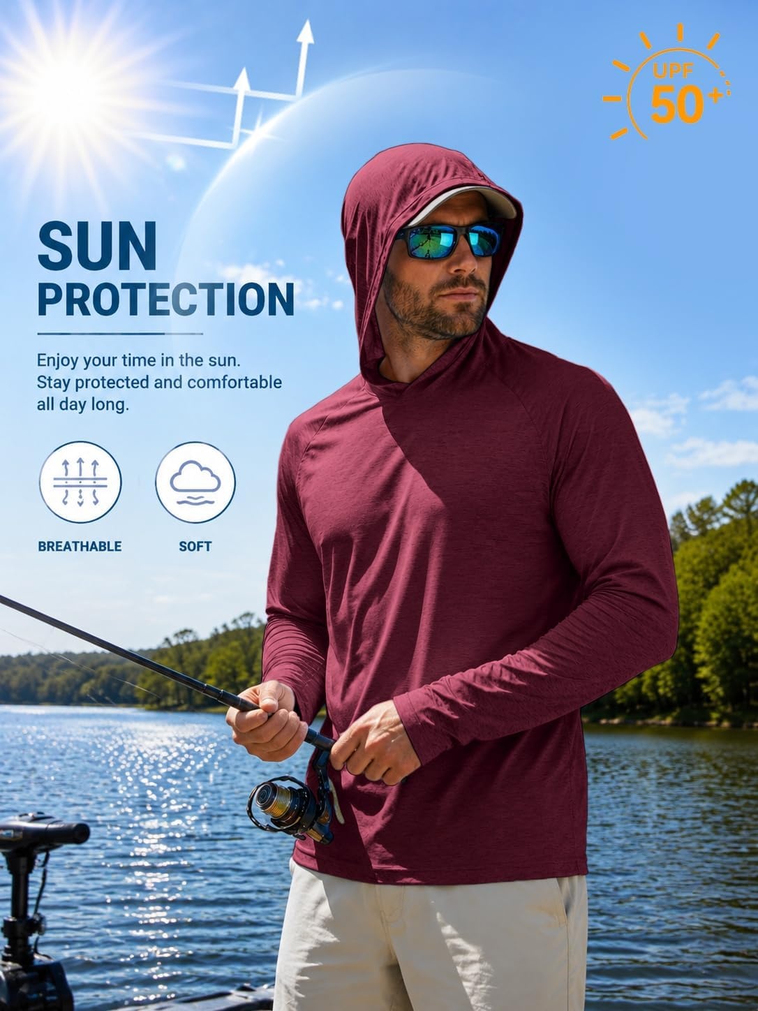 image:image57 Pack Mens Sun Hoodie Lightweight Workout Pollover Athletic Shirts5 Pack Heather Burgundyarmy Greenlight Grayblacknavy Blue