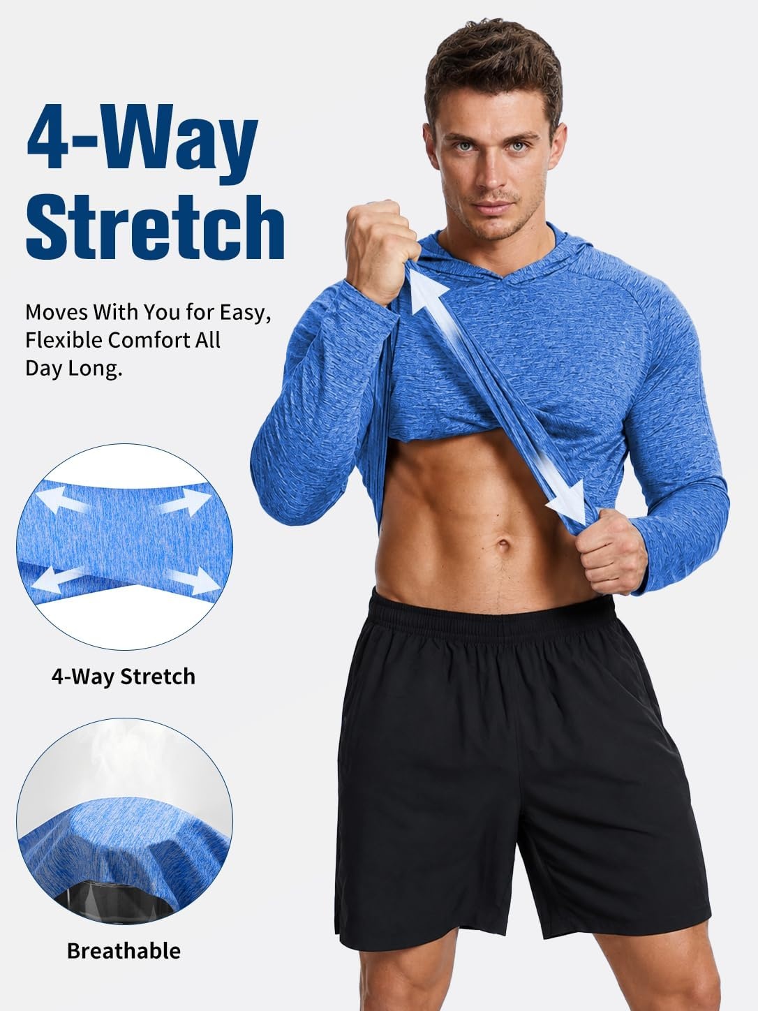 image:image57 Pack Mens Sun Hoodie Lightweight Workout Pollover Athletic Shirts7 Pack Heather Sky Bluedusty Blueroyal Bluenavy Bluelight Grayarmy Greenblack