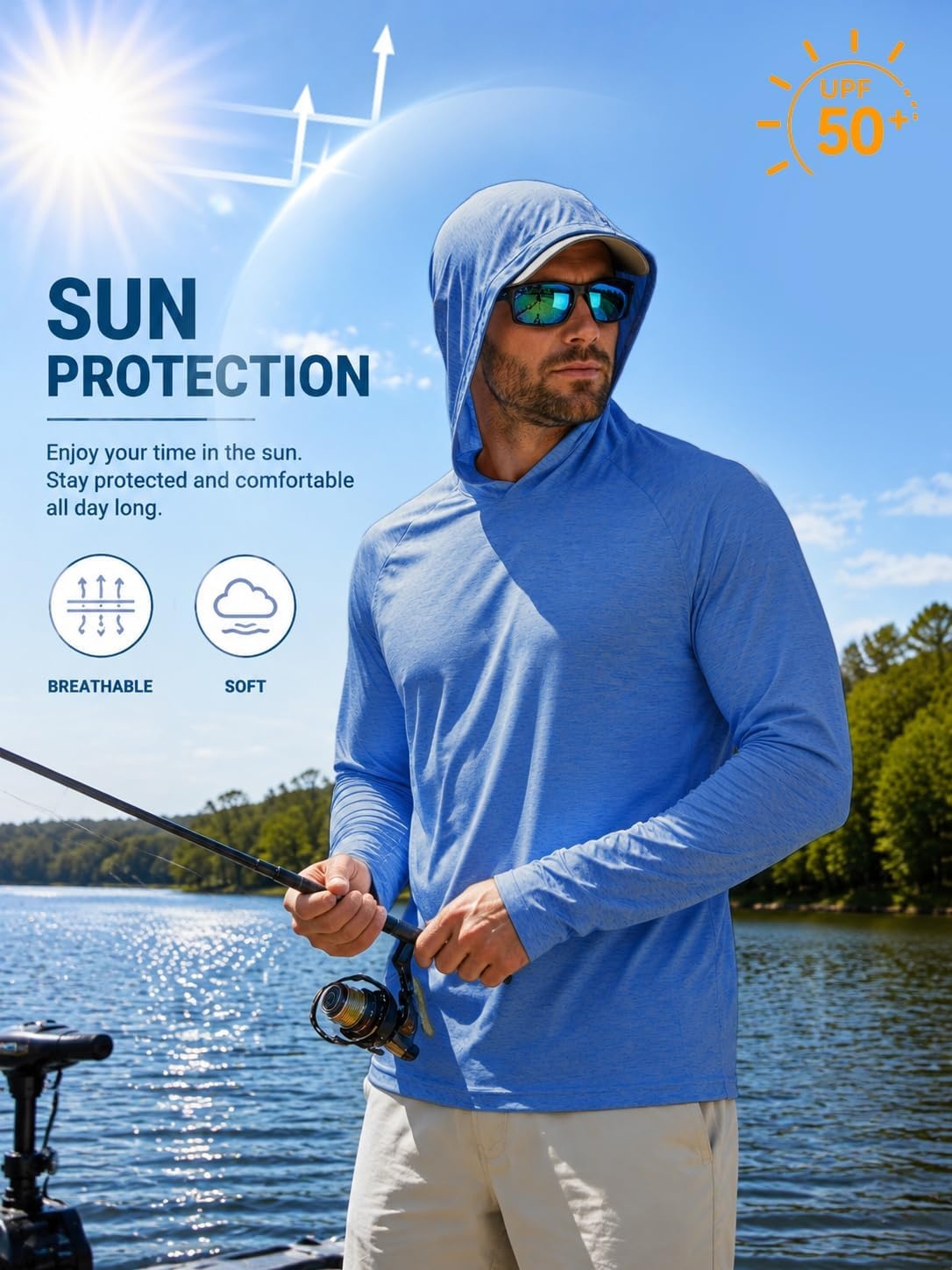 image:image57 Pack Mens Sun Hoodie Lightweight Workout Pollover Athletic Shirts7 Pack Heather Sky Bluedusty Blueroyal Bluenavy Bluelight Grayarmy Greenblack