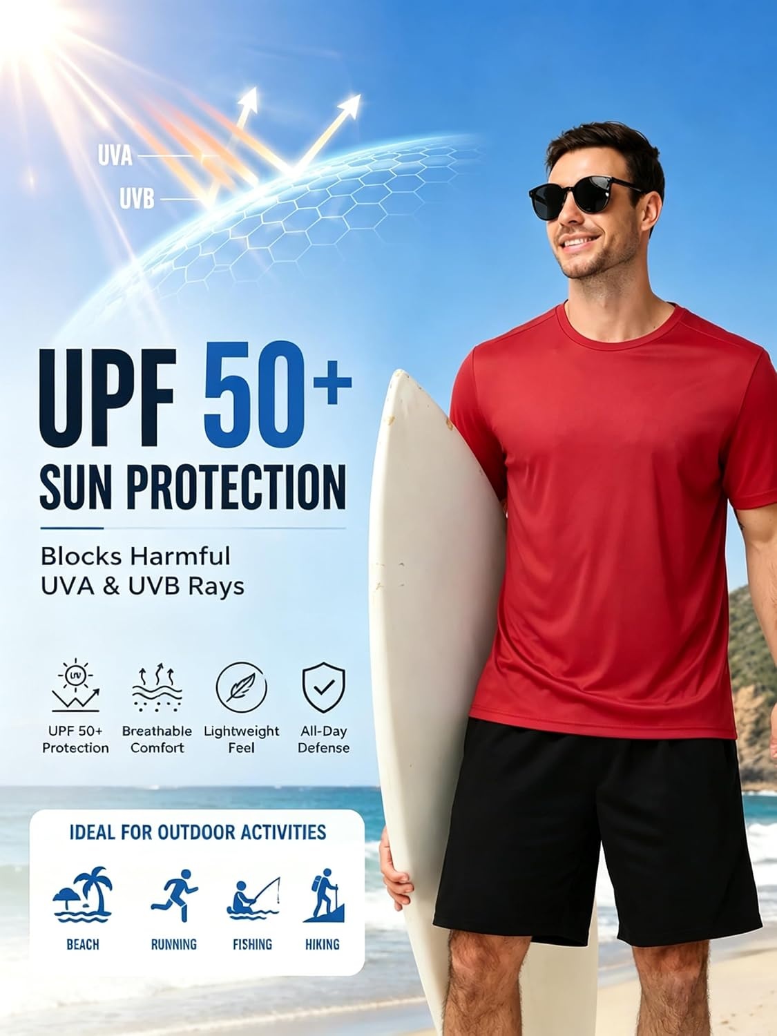 image:imageZITY 3 Pack T Shirts for Men UPF 50 Workout Shirt Fast Dry Moisture Wicking Athletic TShirts for Running Gym Swim3 Packlight Gray Dark Red Black