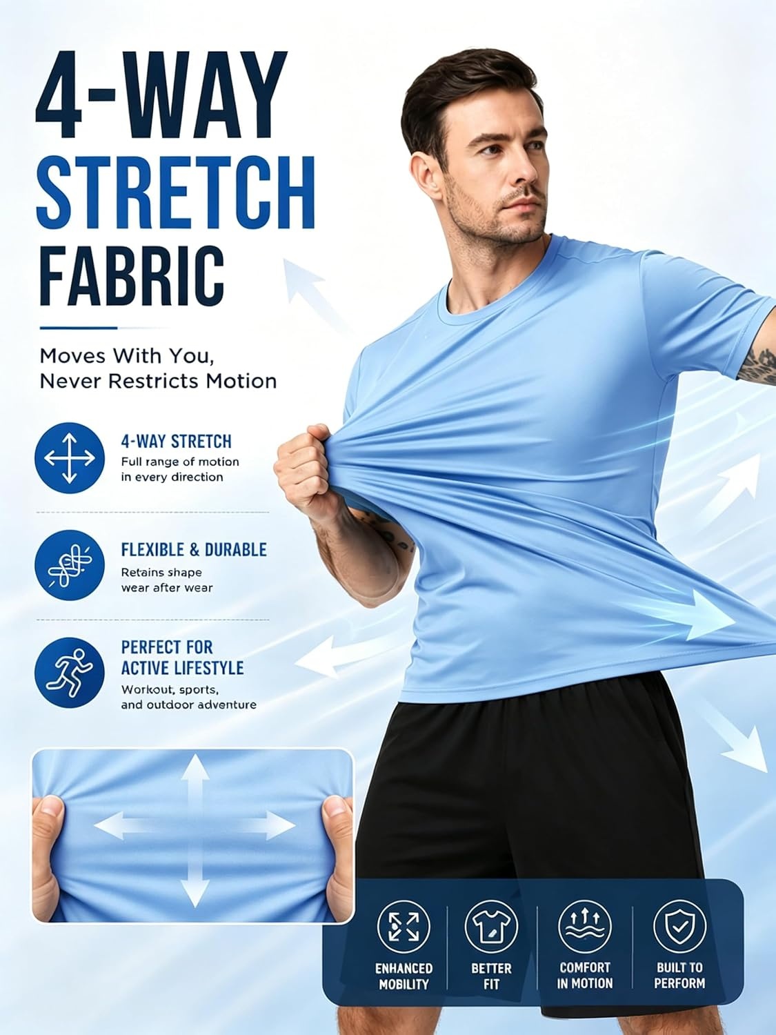 image:imageZITY 3 Pack T Shirts for Men UPF 50 Workout Shirt Fast Dry Moisture Wicking Athletic TShirts for Running Gym Swim3 Packlight Gray Light Blue Dark Gray