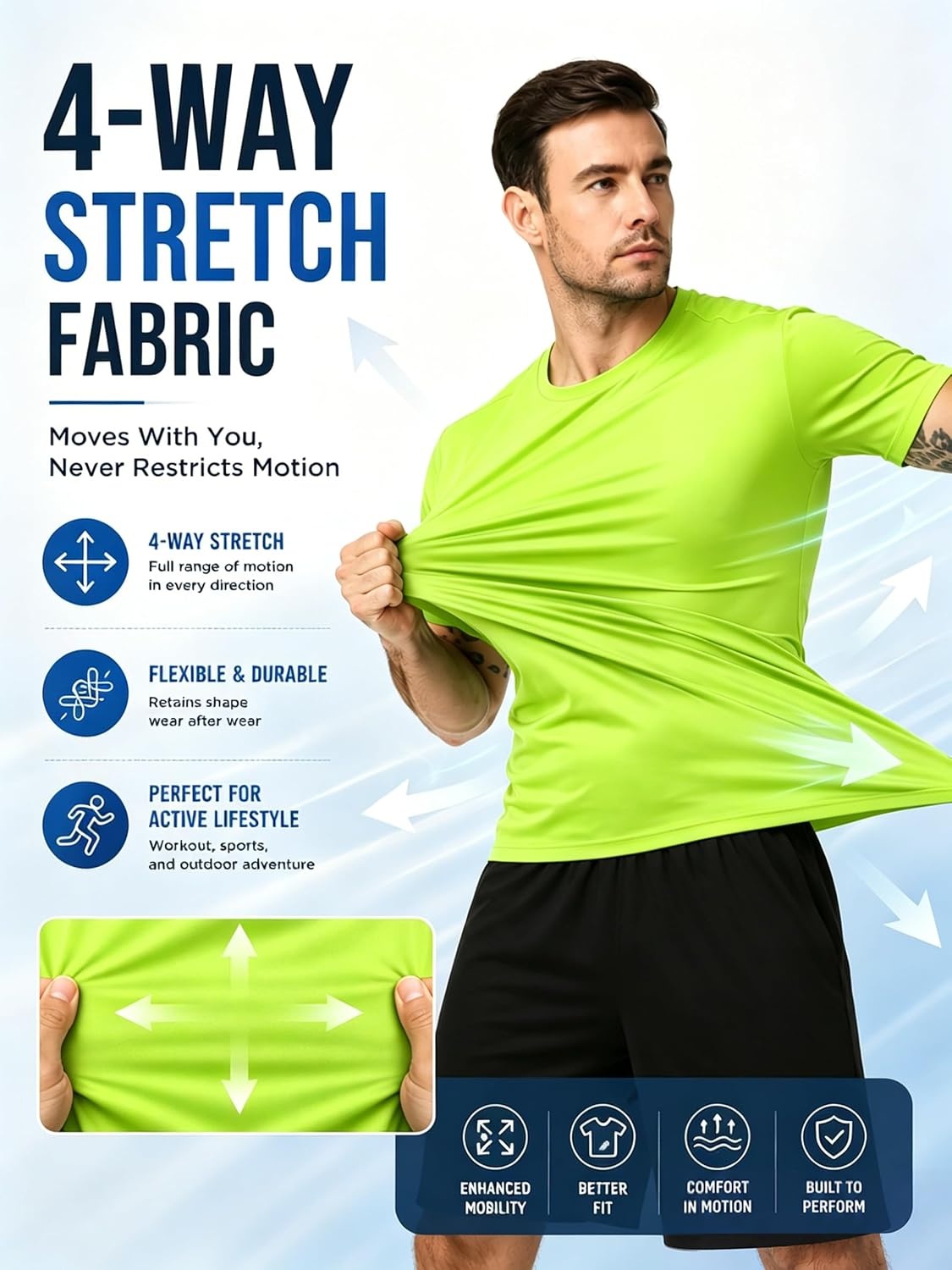 image:imageZITY 3 Pack T Shirts for Men UPF 50 Workout Shirt Fast Dry Moisture Wicking Athletic TShirts for Running Gym Swim3pcs Neon Green