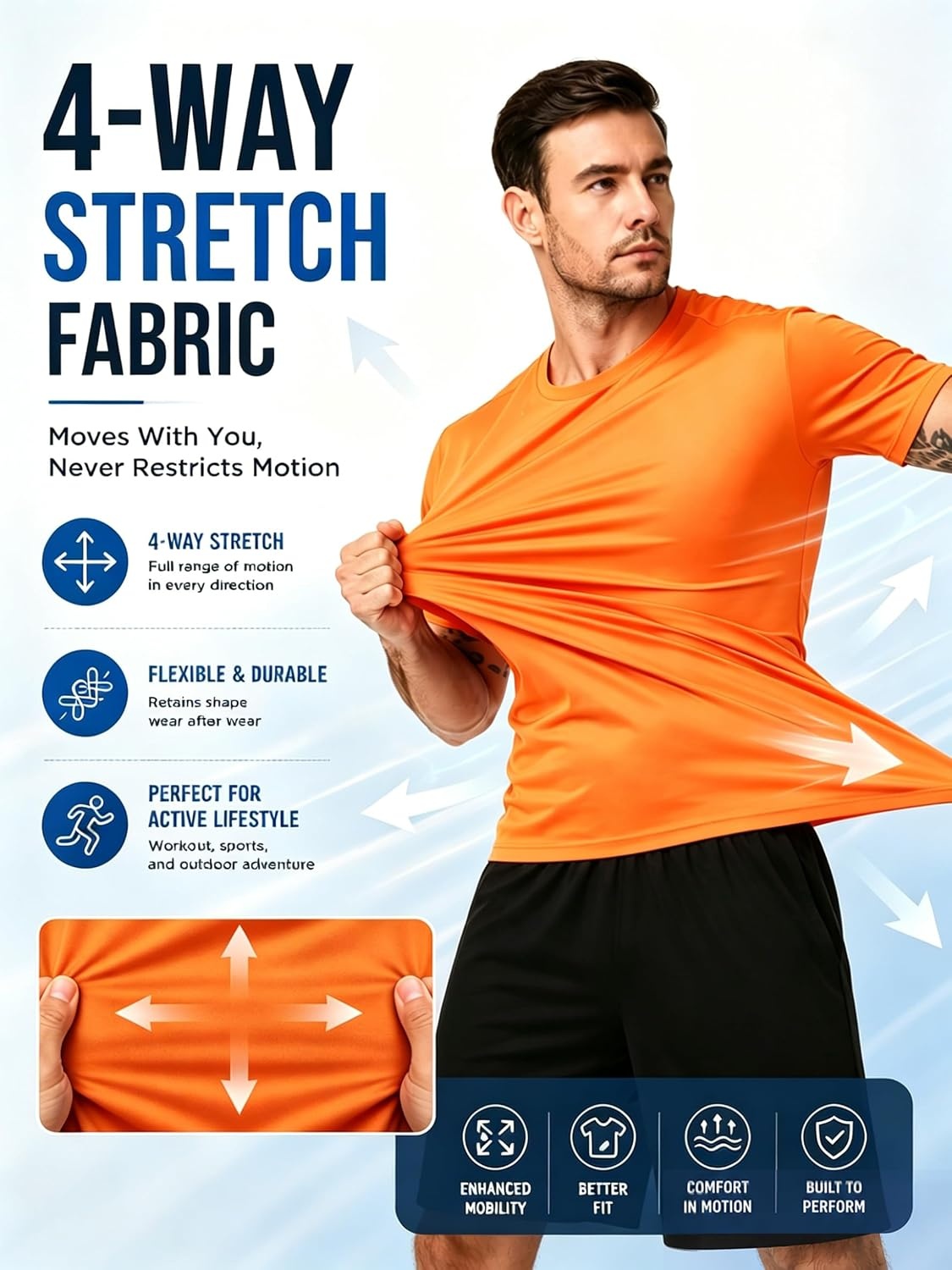 image:imageZITY 3 Pack T Shirts for Men UPF 50 Workout Shirt Fast Dry Moisture Wicking Athletic TShirts for Running Gym Swim3pcs Neon Orange