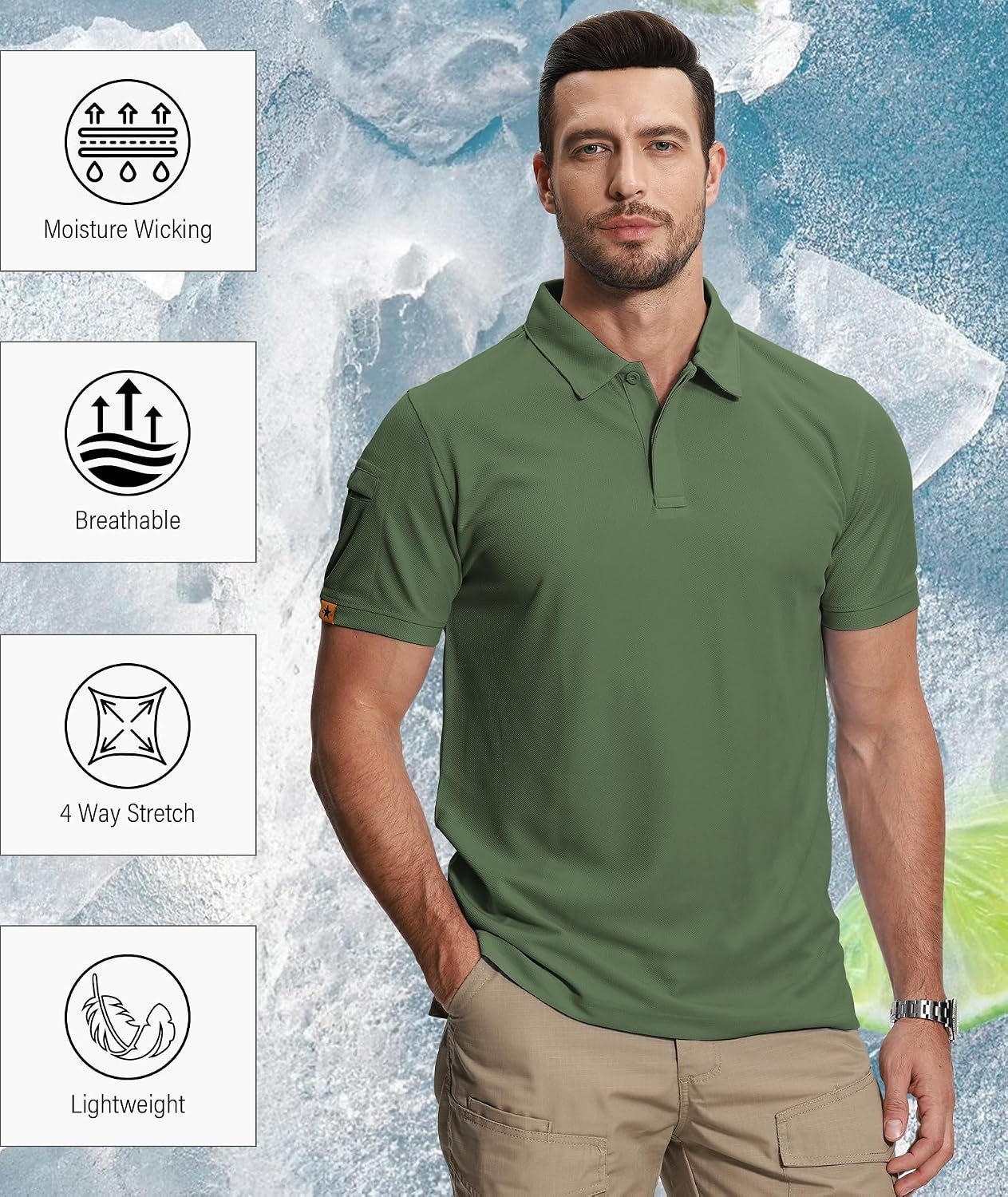 image:imageZITY 5 Pack Mens Polo Shirt Short Sleeve Moisture Wicking Golf TShirt5pc