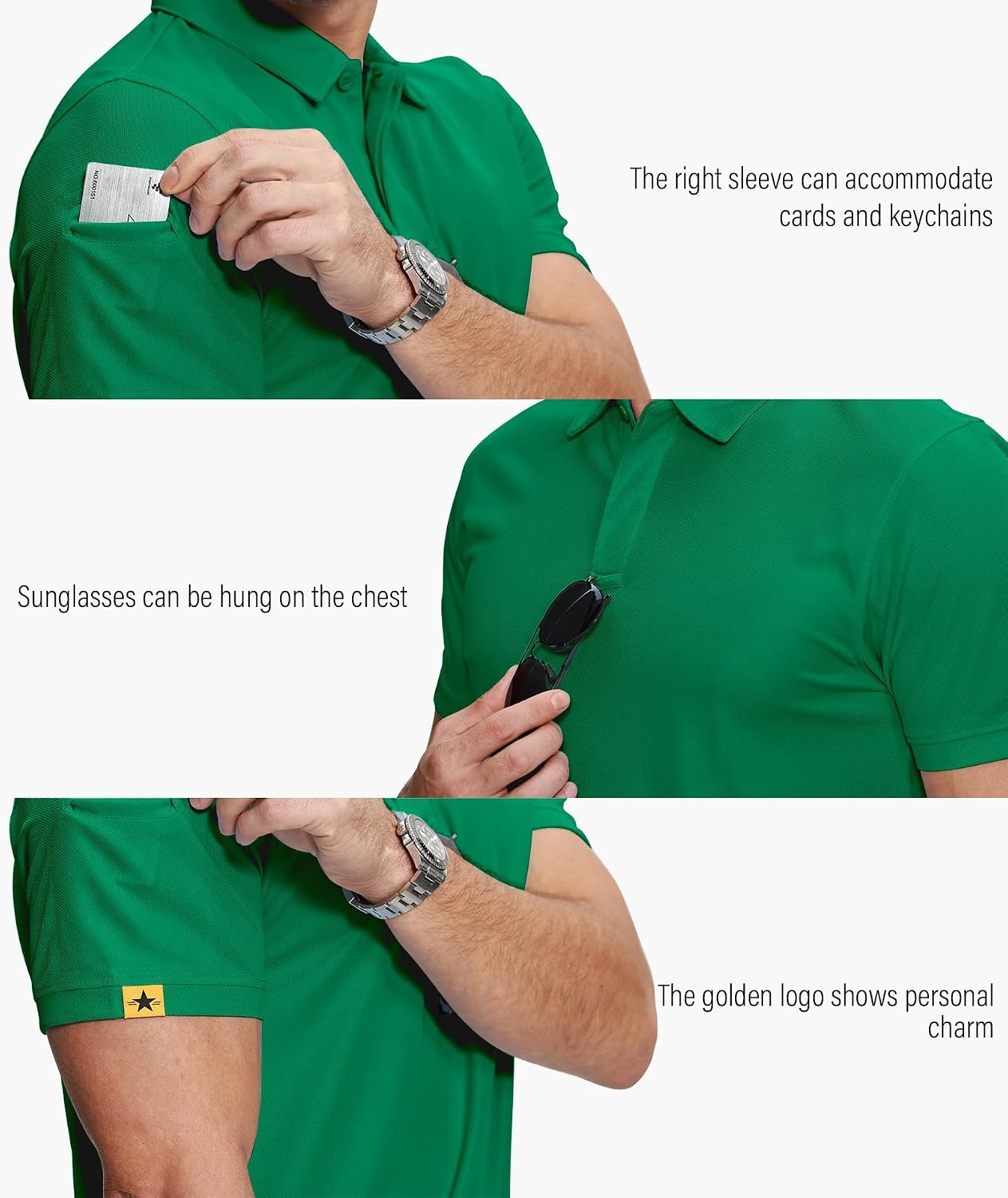 image:imageZITY 5 Pack Mens Polo Shirt Short Sleeve Moisture Wicking Golf TShirtBlack Grass Lightblue Turquoise Purple