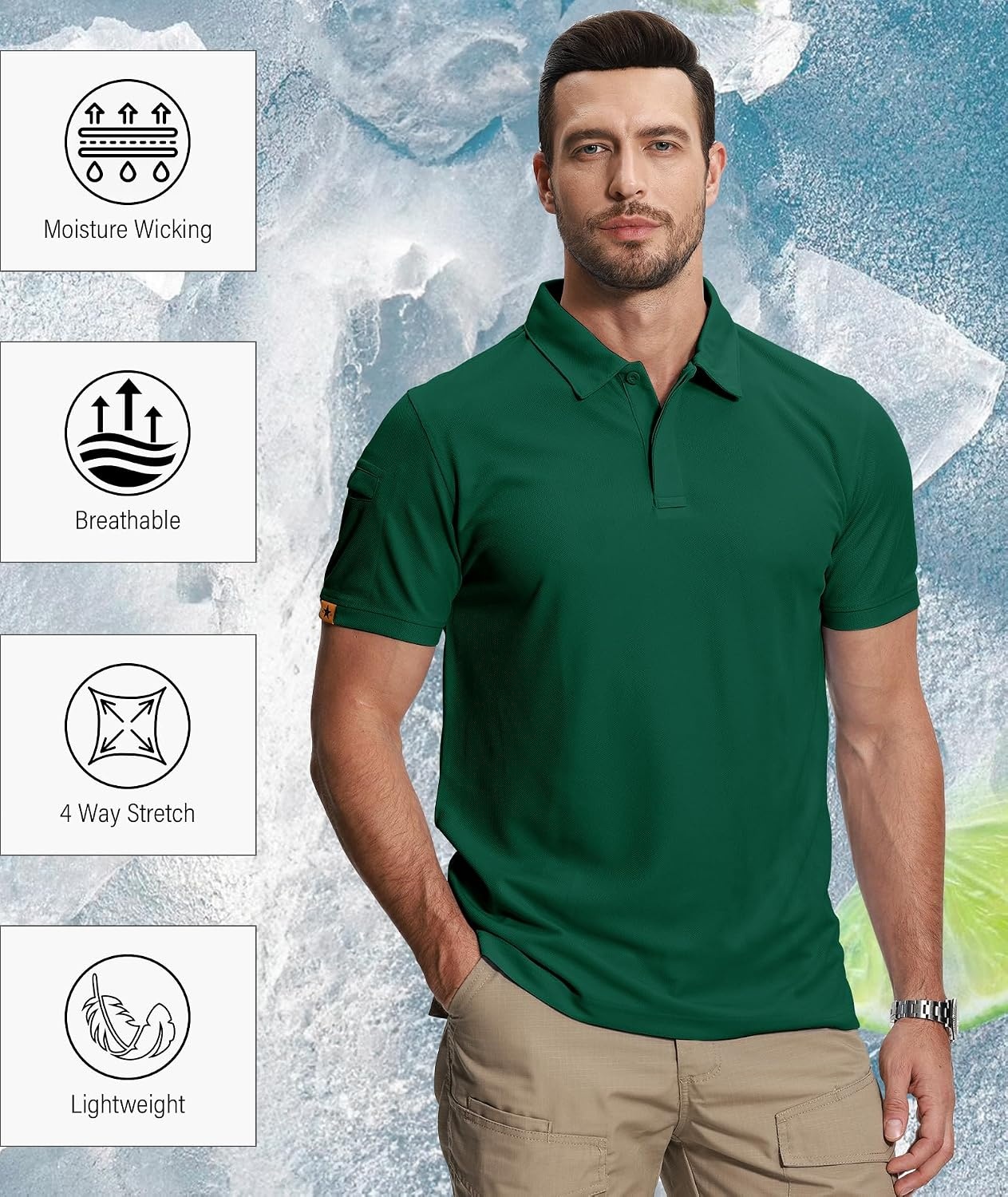image:imageZITY 5 Pack Mens Polo Shirt Short Sleeve Moisture Wicking Golf TShirtBlack Tealblue Black Forestgreen Black