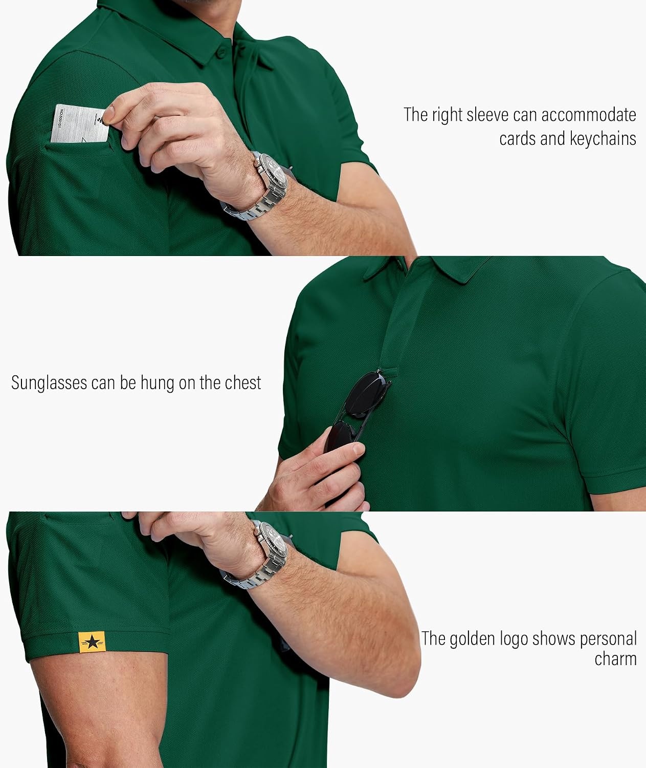 image:imageZITY 5 Pack Mens Polo Shirt Short Sleeve Moisture Wicking Golf TShirtBlack Tealblue Black Forestgreen Black