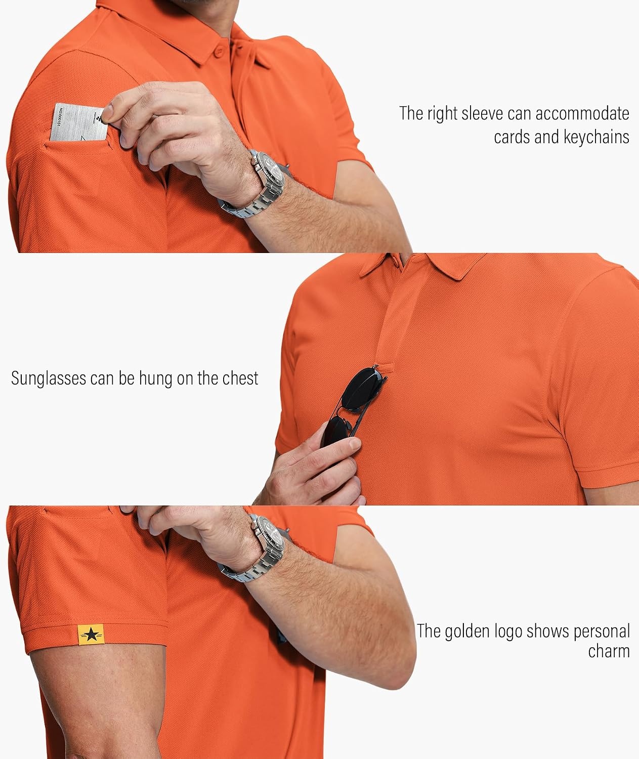 image:imageZITY 5 Pack Mens Polo Shirt Short Sleeve Moisture Wicking Golf TShirtDarkgray Grass Lightkhaki Orange Wine