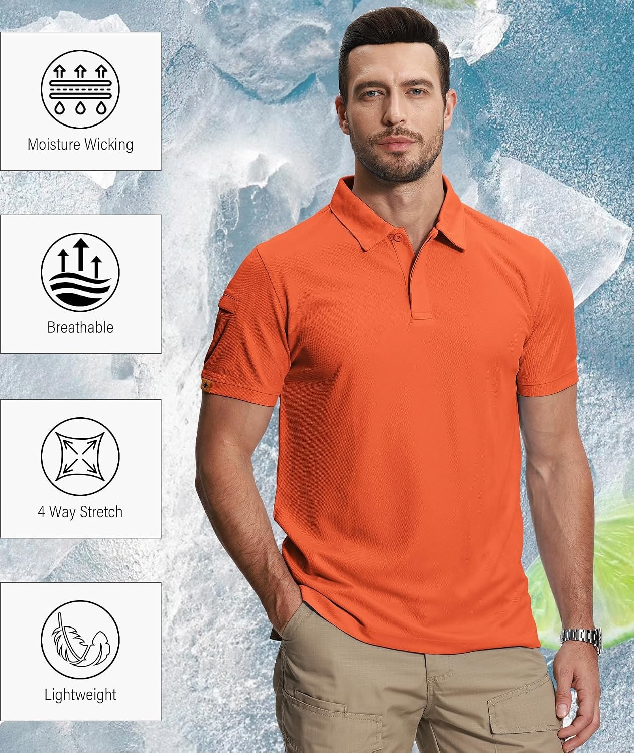 image:imageZITY 5 Pack Mens Polo Shirt Short Sleeve Moisture Wicking Golf TShirtDarkgray Grass Lightkhaki Orange Wine