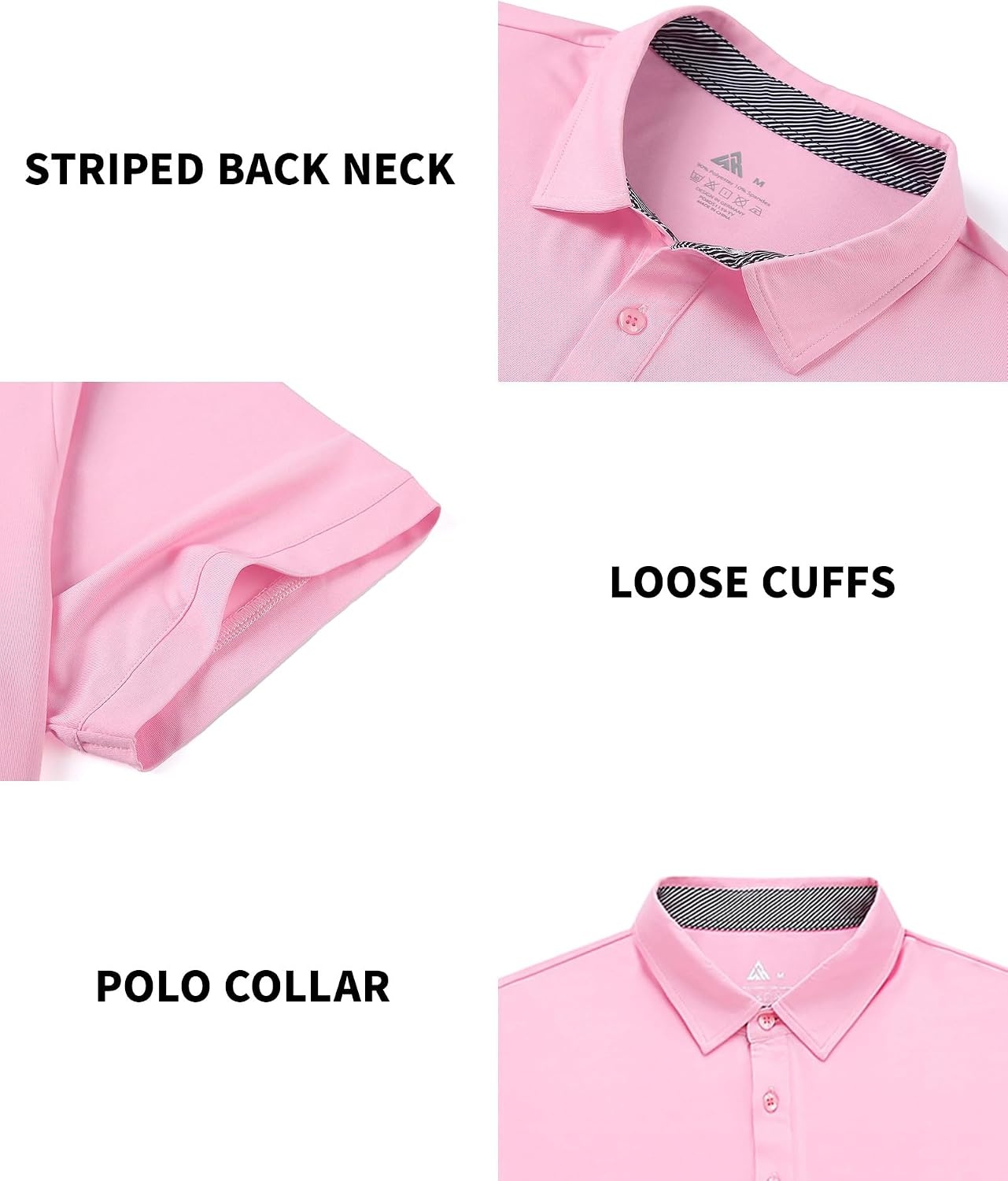 image:imageZITY 5 Pack Mens Polo Shirt Short Sleeve Moisture Wicking Golf TShirtPale Rose