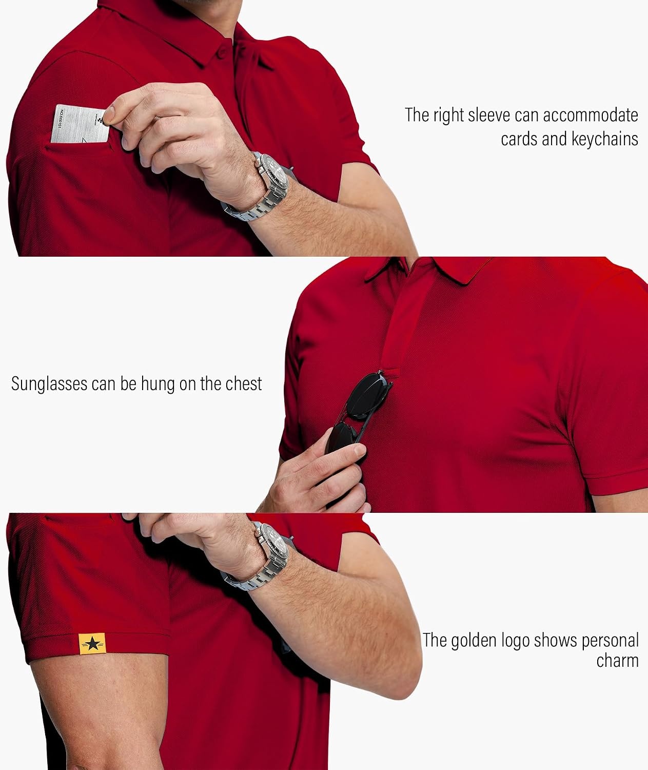 image:imageZITY 5 Pack Mens Polo Shirt Short Sleeve Moisture Wicking Golf TShirtRed Black Grassgreen Black Teal