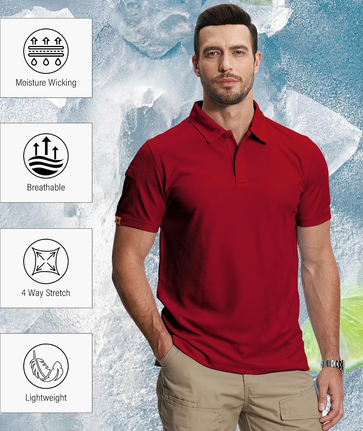 image:imageZITY 5 Pack Mens Polo Shirt Short Sleeve Moisture Wicking Golf TShirtRed Black Grassgreen Black Teal