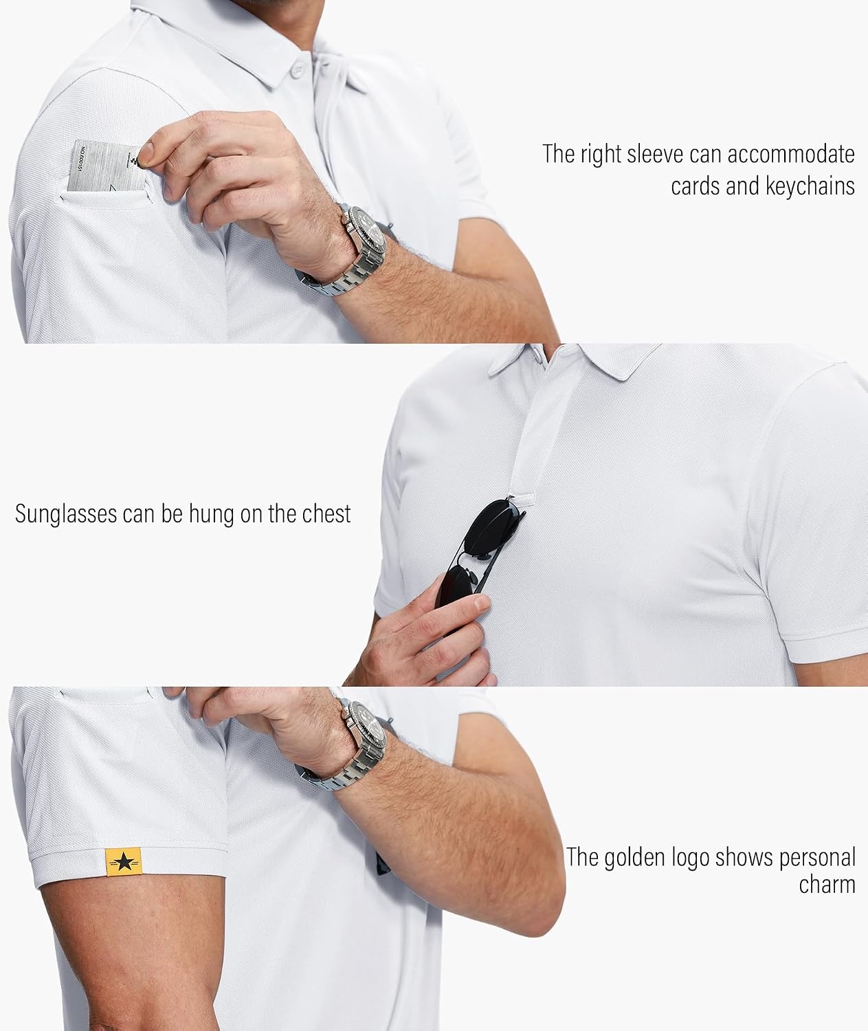 image:imageZITY 5 Pack Mens Polo Shirt Short Sleeve Moisture Wicking Golf TShirtWhite