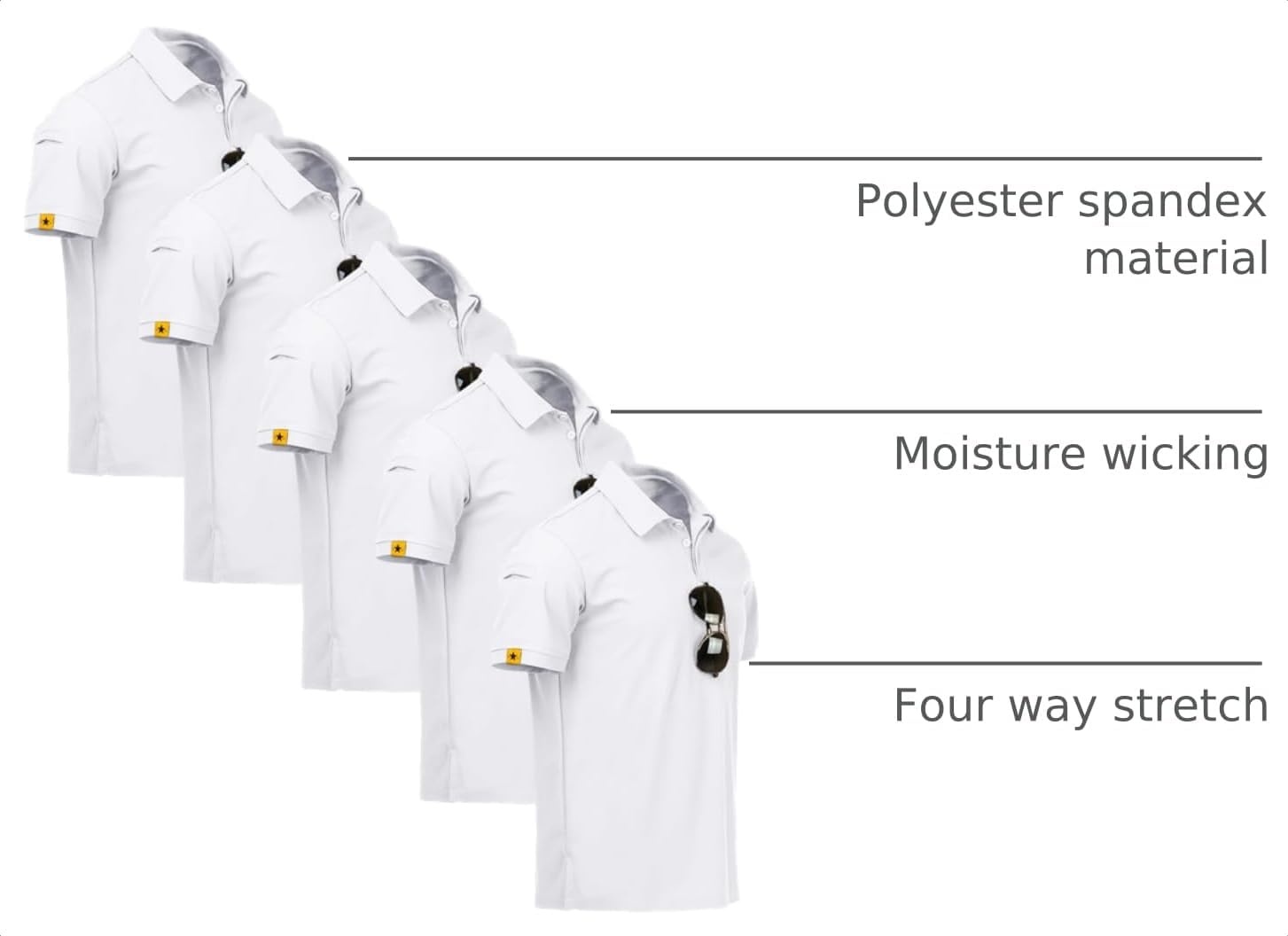 image:imageZITY 5 Pack Mens Polo Shirt Short Sleeve Moisture Wicking Golf TShirtWhite