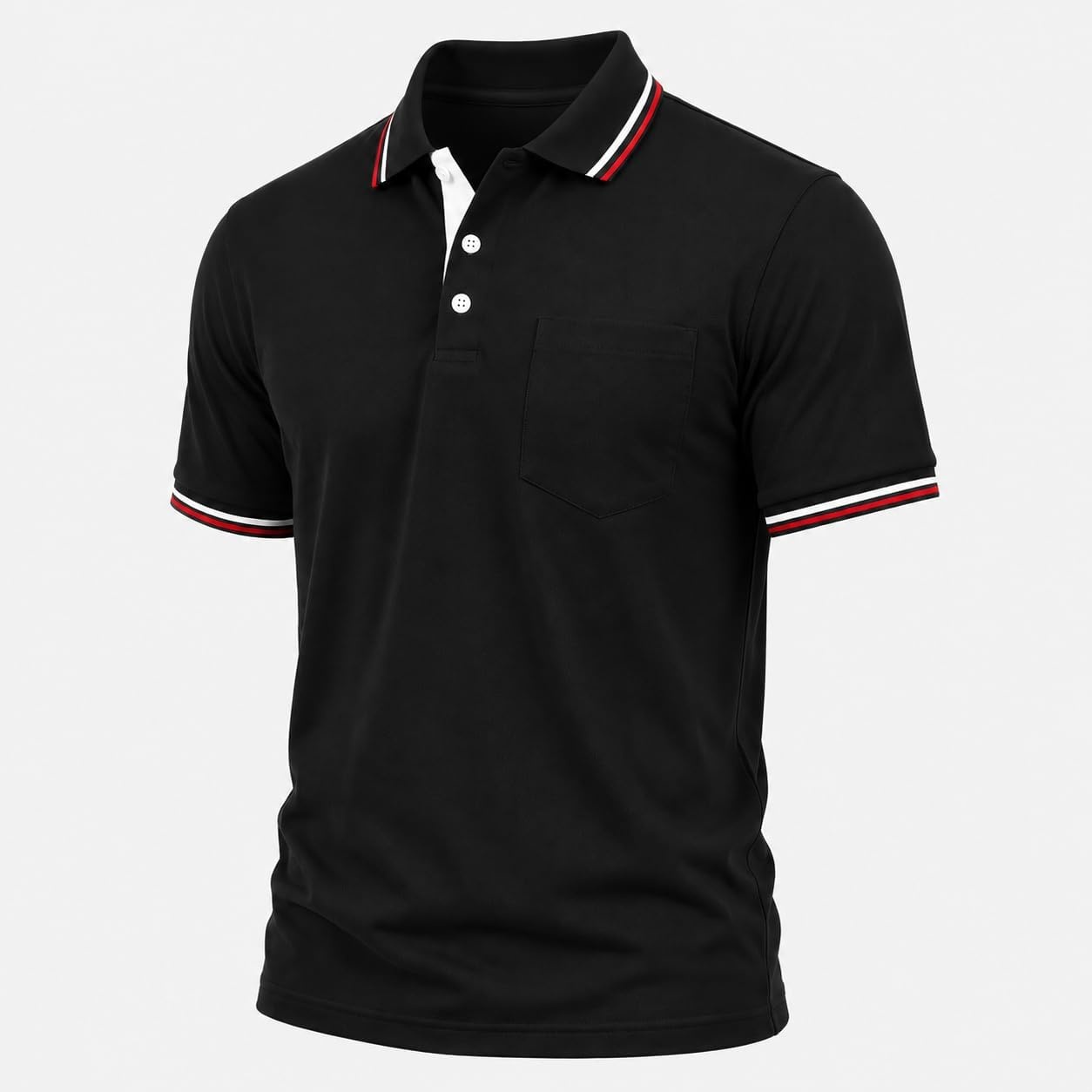 image:imageZITY Men Polo Shirts Short Sleeve Athletic Golf Polos with PocketOne Black