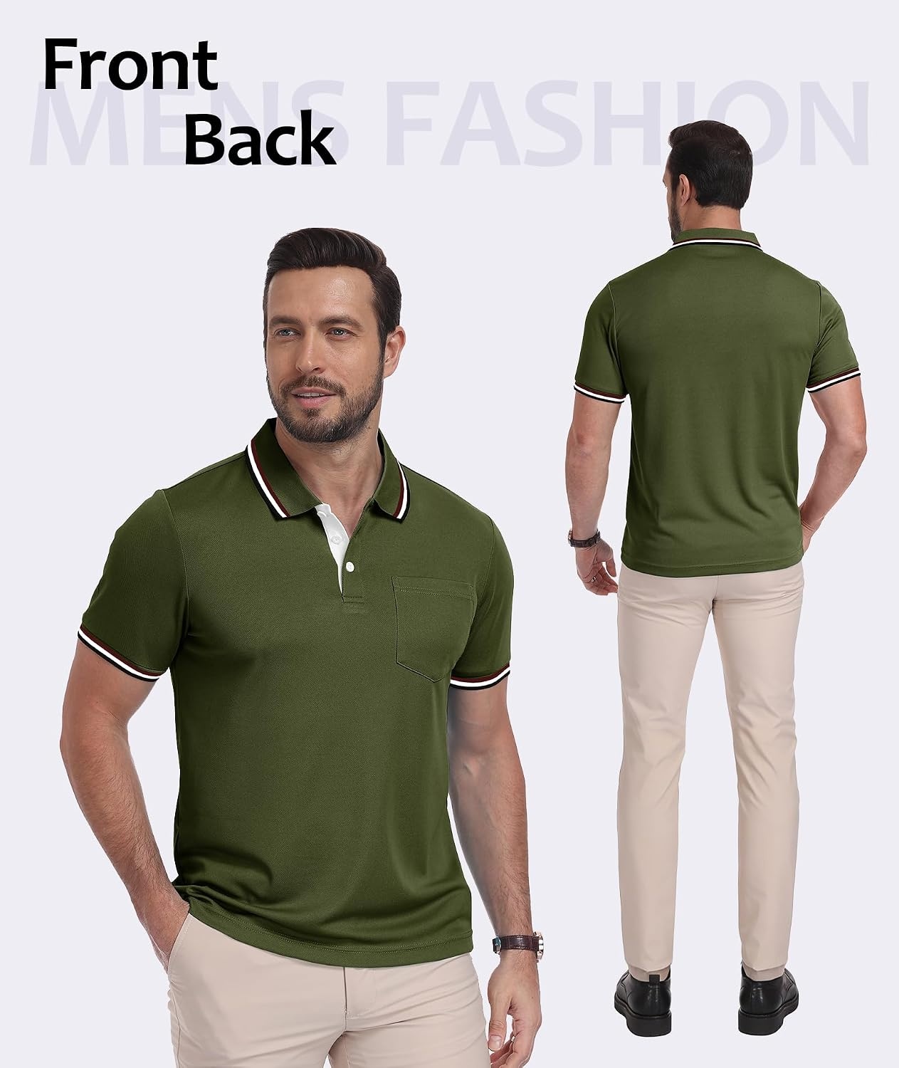 image:imageZITY Men Polo Shirts Short Sleeve Athletic Golf Polos with PocketOne Dark Green