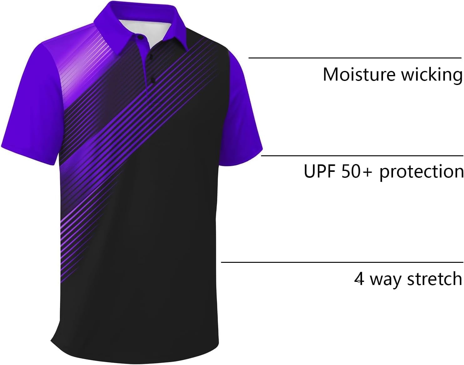 image:imageZITY Mens Golf Shirts Short Sleeve Print Patterns Casual Collared PoloViolet