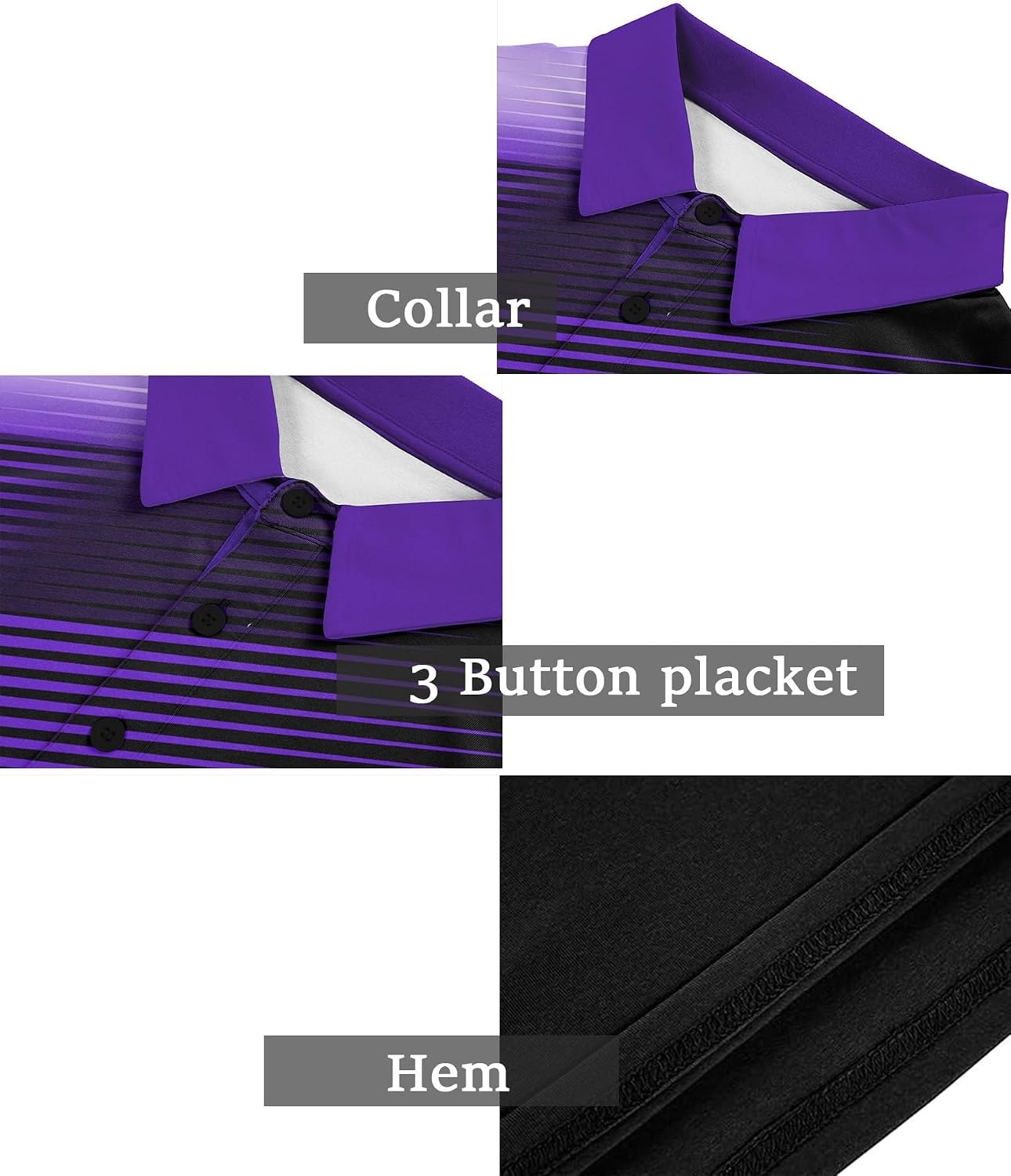 image:imageZITY Mens Golf Shirts Short Sleeve Print Patterns Casual Collared PoloViolet