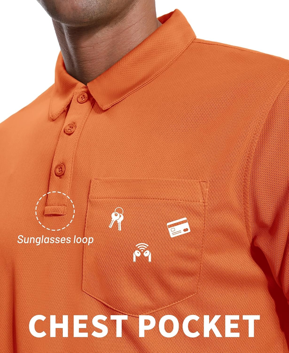 image:imageZITY Mens Polo Shirts with Pocket Short Sleeve MoistureWicking TshirtDark Orange