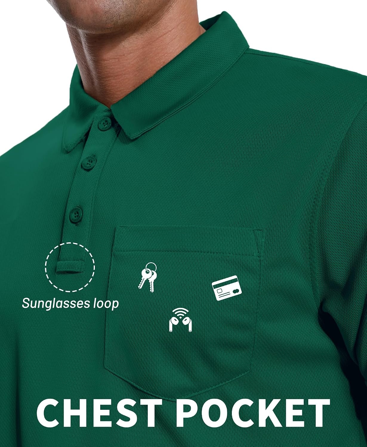 image:imageZITY Mens Polo Shirts with Pocket Short Sleeve MoistureWicking TshirtForest Green