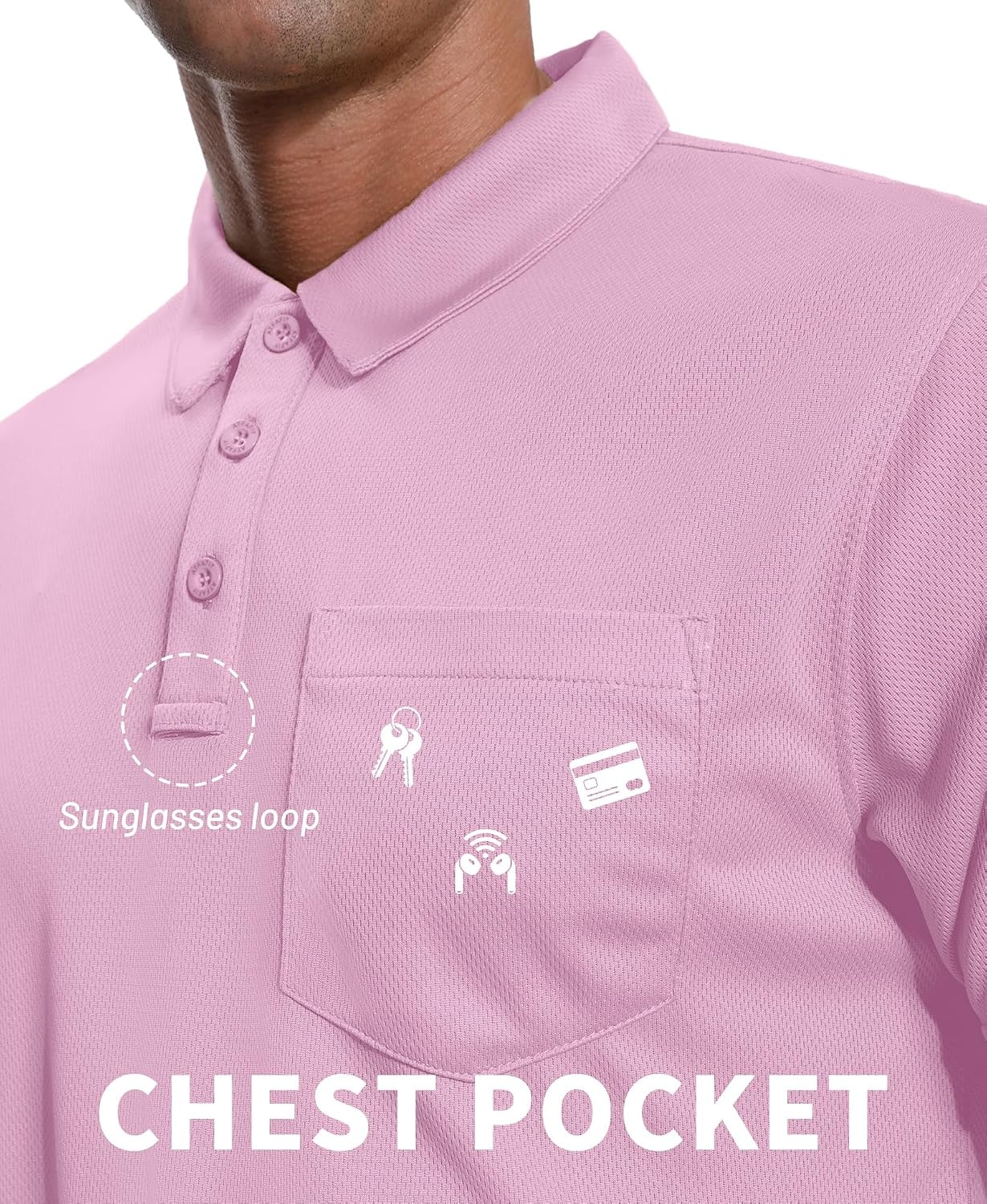 image:imageZITY Mens Polo Shirts with Pocket Short Sleeve MoistureWicking TshirtPink